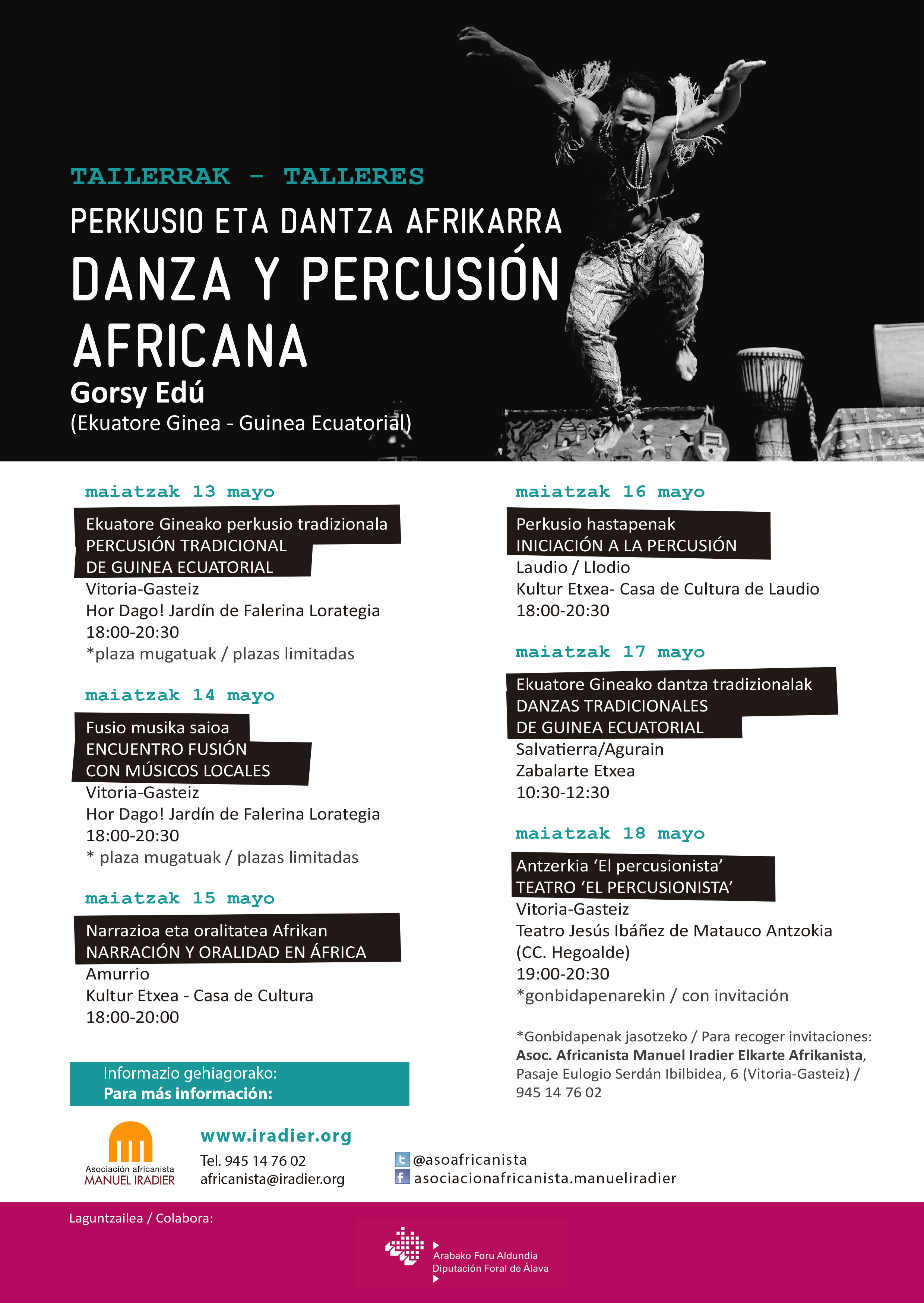 Talleres de danza y percusión africana con Gorsy Edú